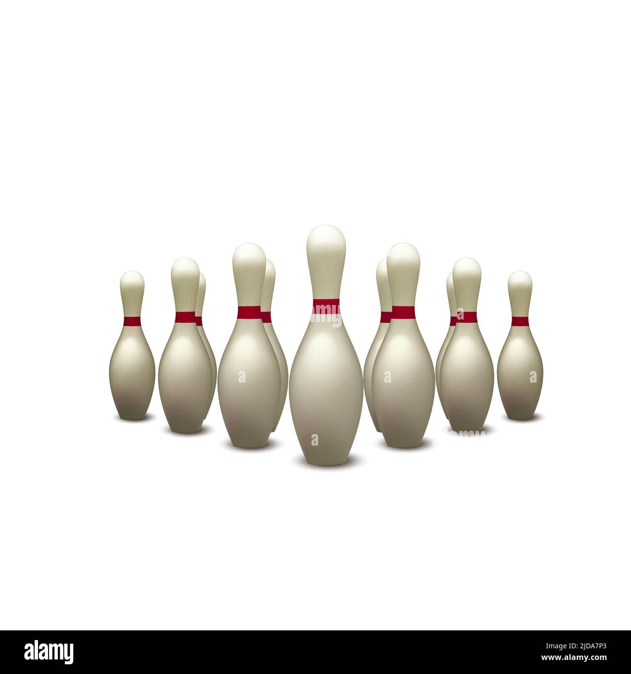 Bowling pins set, duckpin vector graphic illustratoin 3d. Bowl sport
