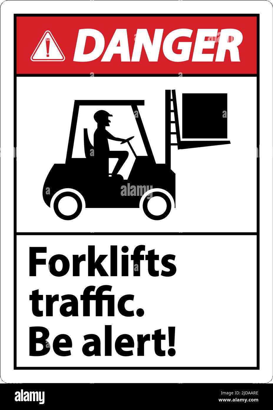 Danger Forklift Traffic Be Alert Sign On White Background Stock Vector ...