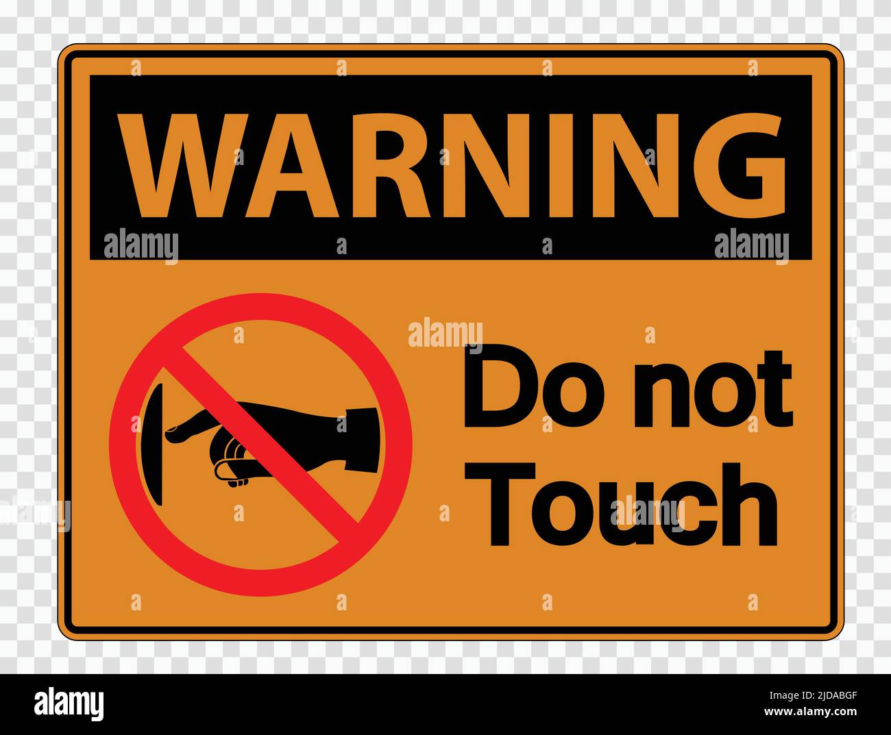 Warning do not touch sign label on transparent background,vector
