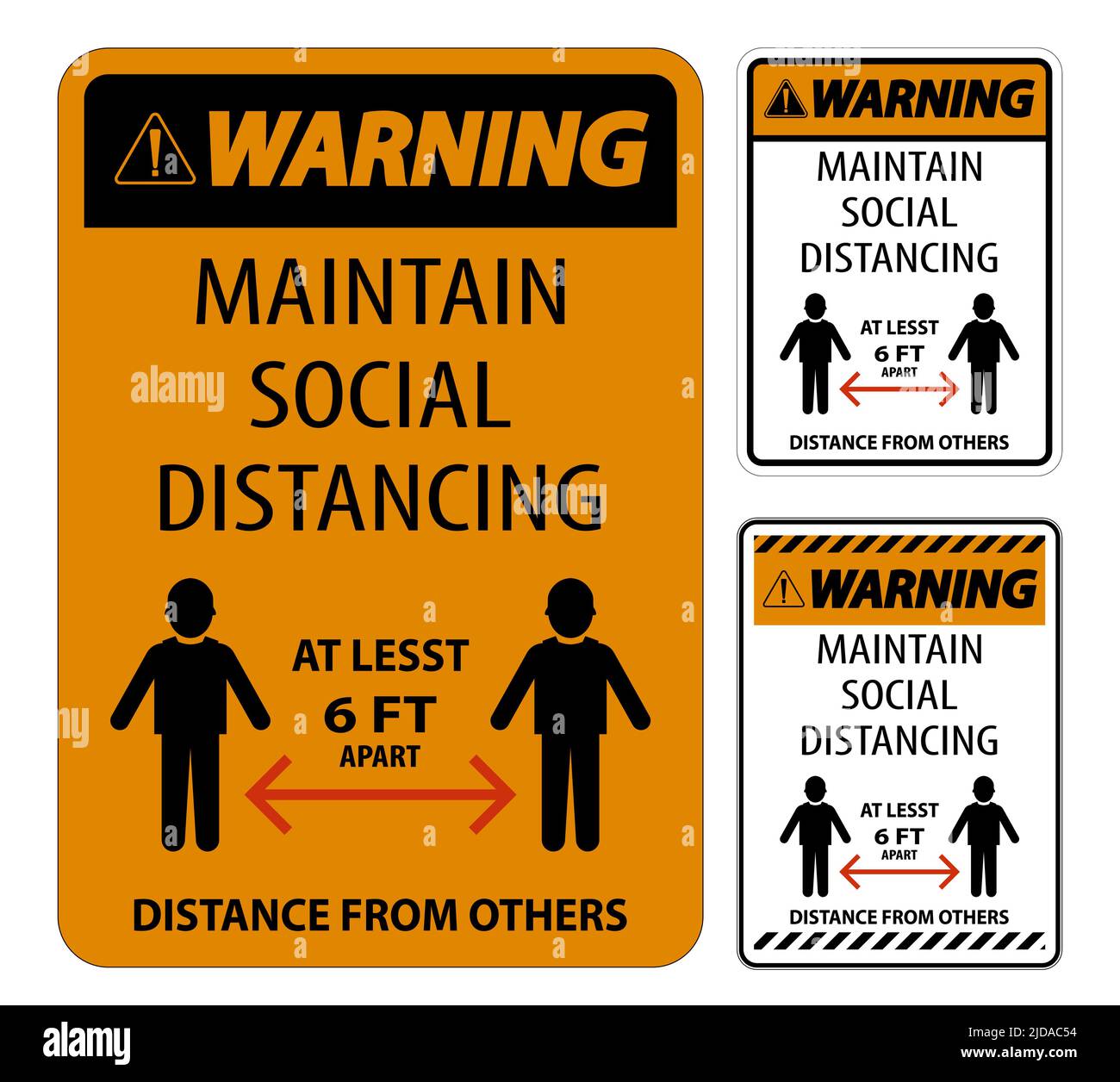 Warning Maintain Social Distancing At Least 6 Ft Sign On White ...