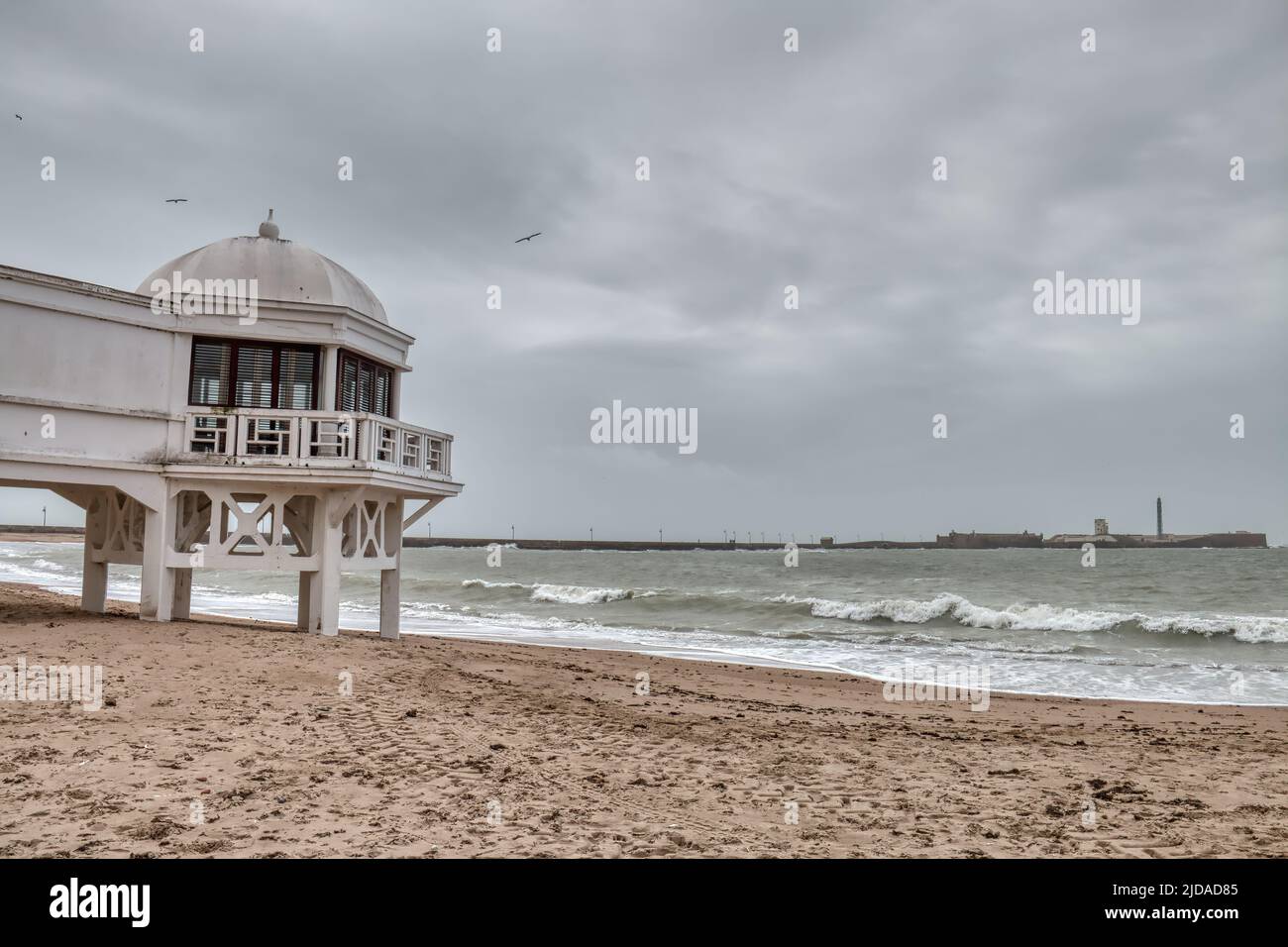 Caleta beach on a cloudy day, in Cadiz, Spain Stock Photo