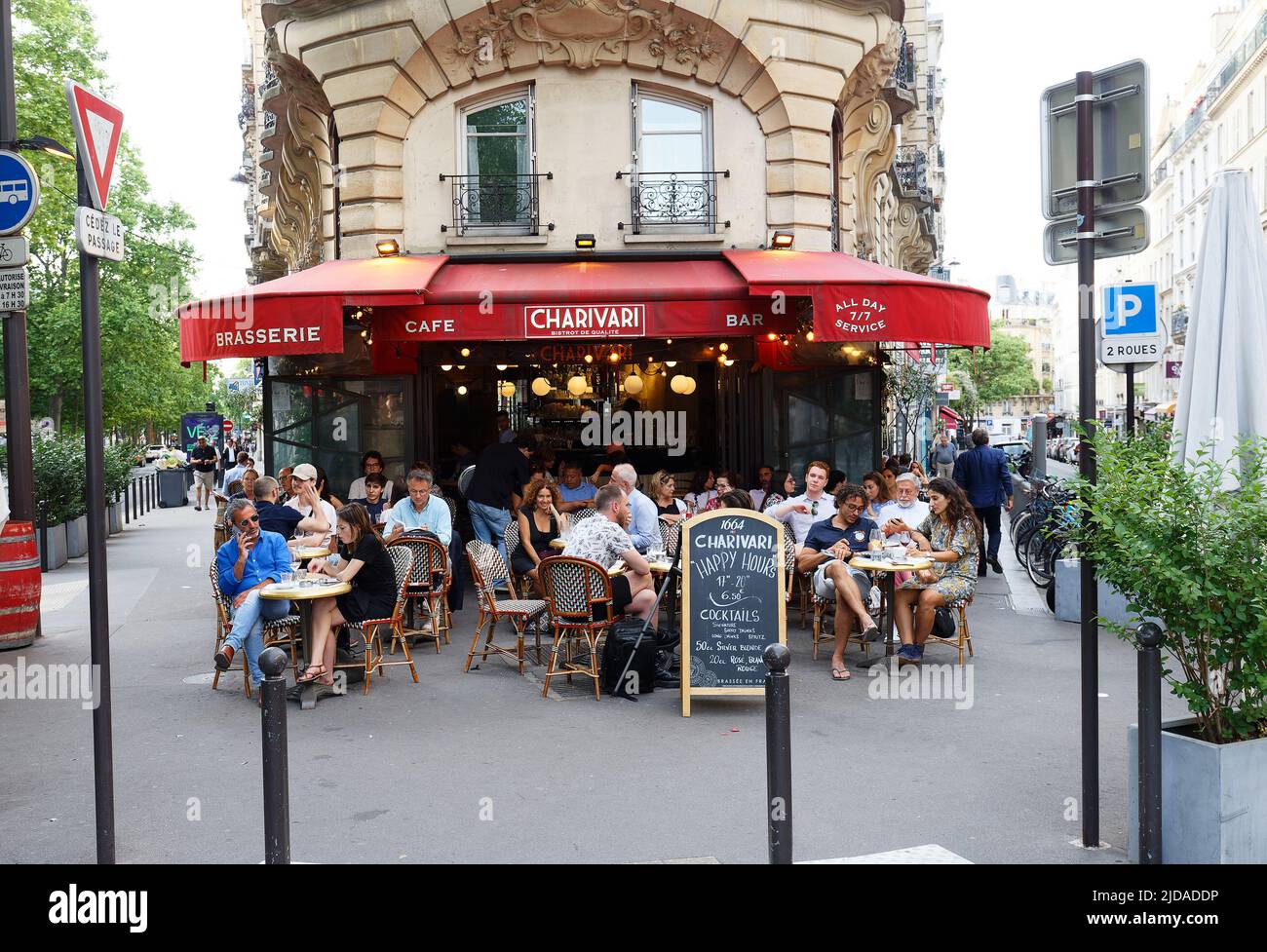 The traditional French cafe Charivari . It located at Raspail boulevard