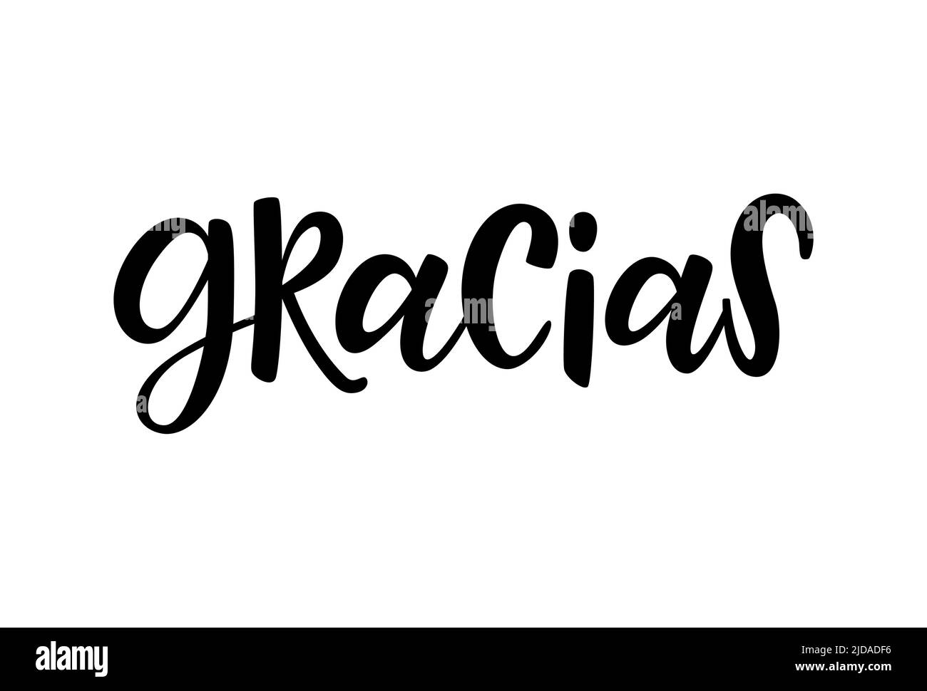 Gracias calligraphy spain text. Hand lettering spanish word thank you. Lettering postcard design in script style. Vector isolated illustration Stock Vector