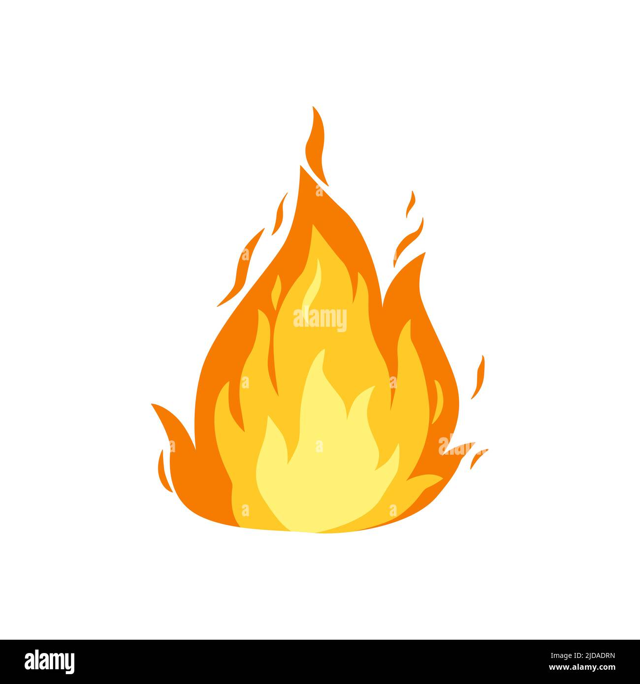 Fire flame in cartoon. Graphic hot flaming ignition. Vector fireball illustration isolated on white background Stock Vector