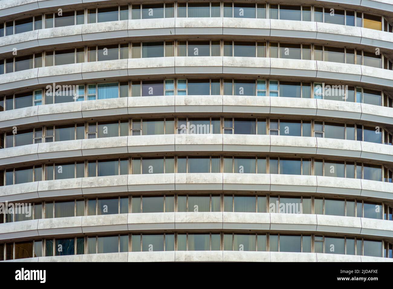 Windows of the Mercure Hotel Atlantic Tower, Liverpool, England, UK. Patterns, repetition Stock Photo