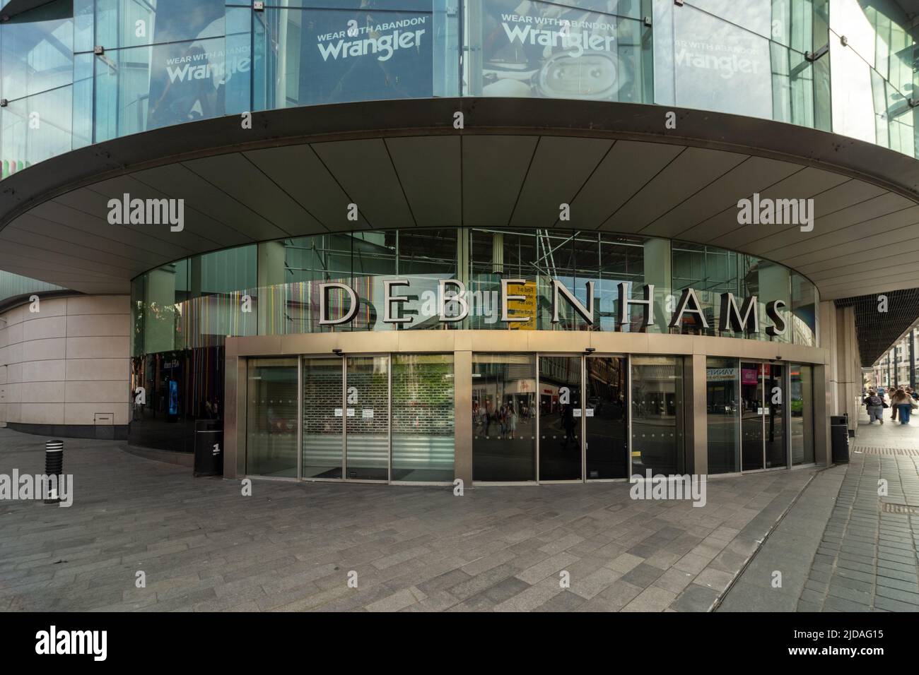 Debenhams, now closed department store in Liverpool on the junction of Lord street and John Street, England, UK Stock Photo