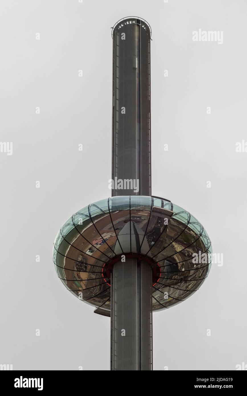 British Airways i360 observation tower platform on an overcast day in Brighton, East Sussex, England, UK Stock Photo