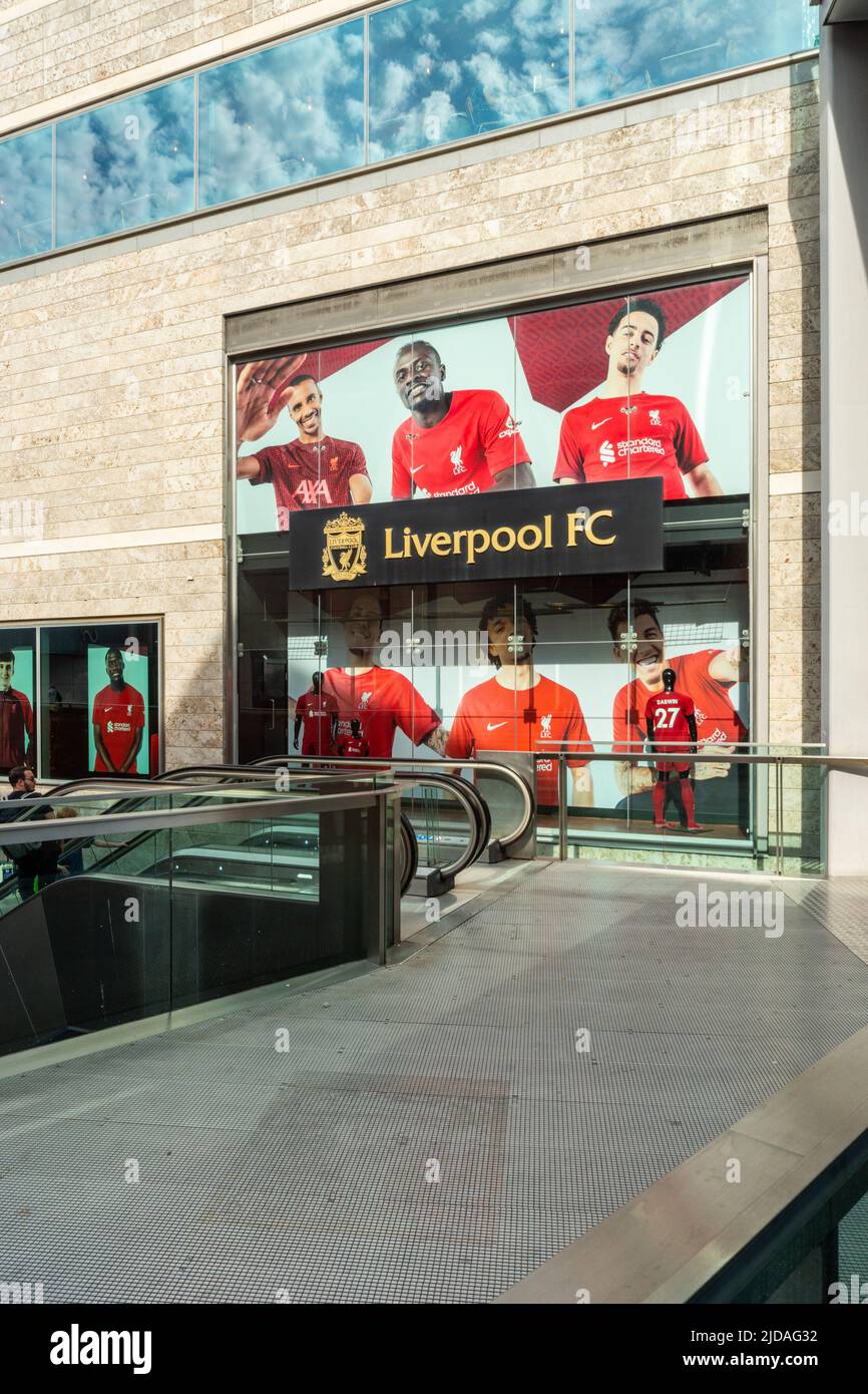 Liverpool FC store front, Liverpool ONE, Liverpool, England, UK Stock Photo