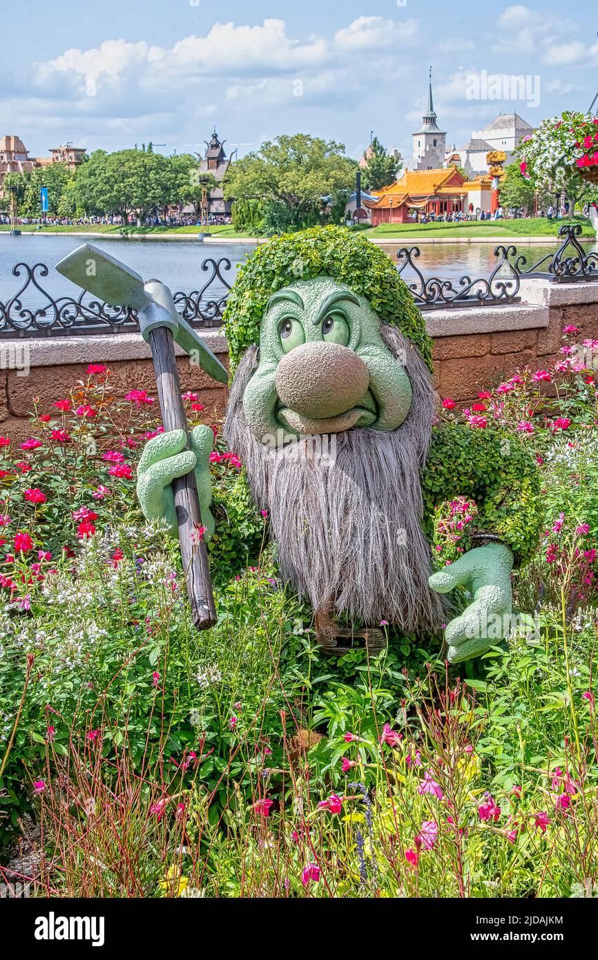Grumpy Flower Grumpy character topairy displayed at Epcot at part of the Flower and ...