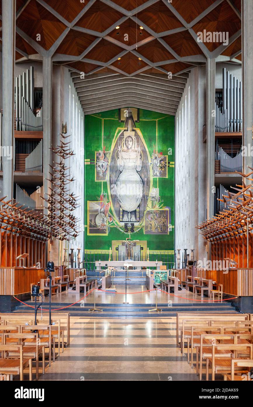 Interior of the new cathedral in Coventry. Stock Photo