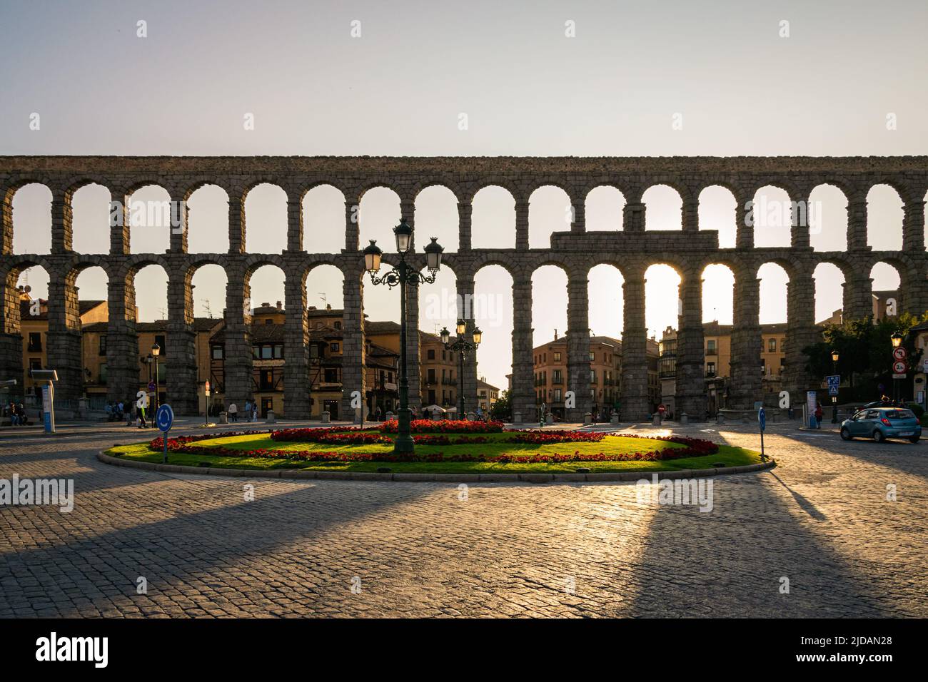 The Aqueduct of Segovia, a famous landmark in the city of Segovia, Spain. Stock Photo