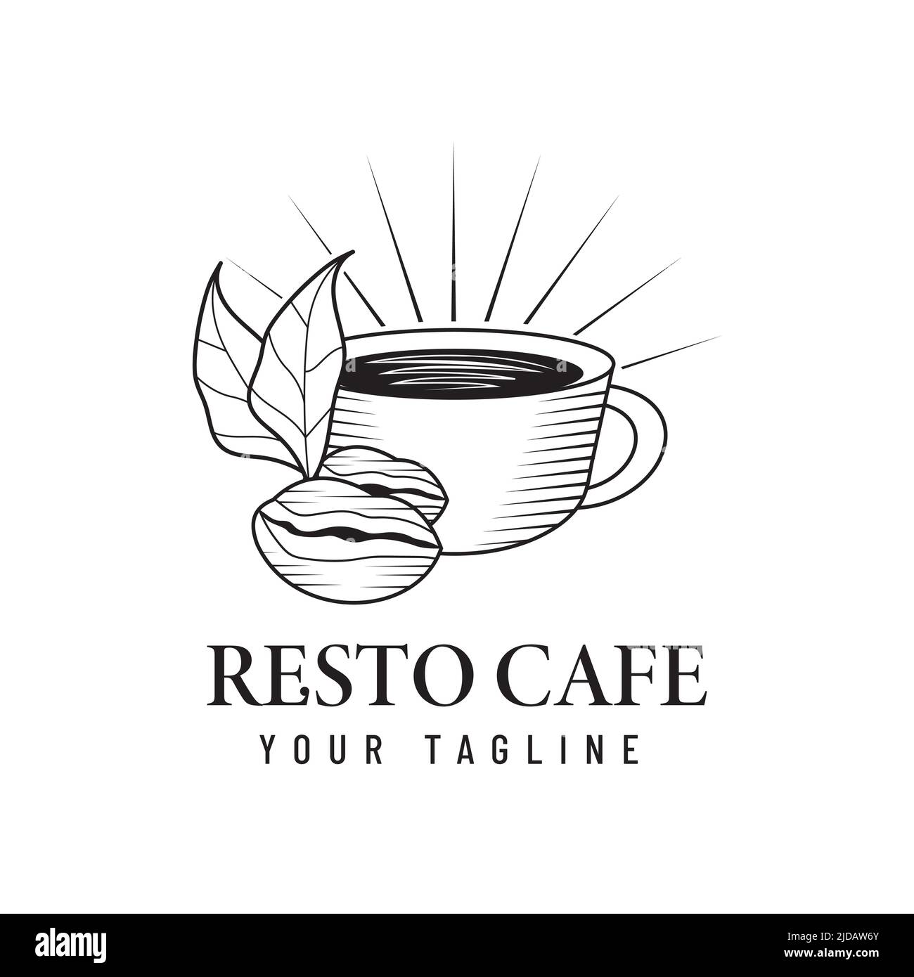 Restaurant cafe logo design template. Retro coffee emblem. vector art. Stock Vector