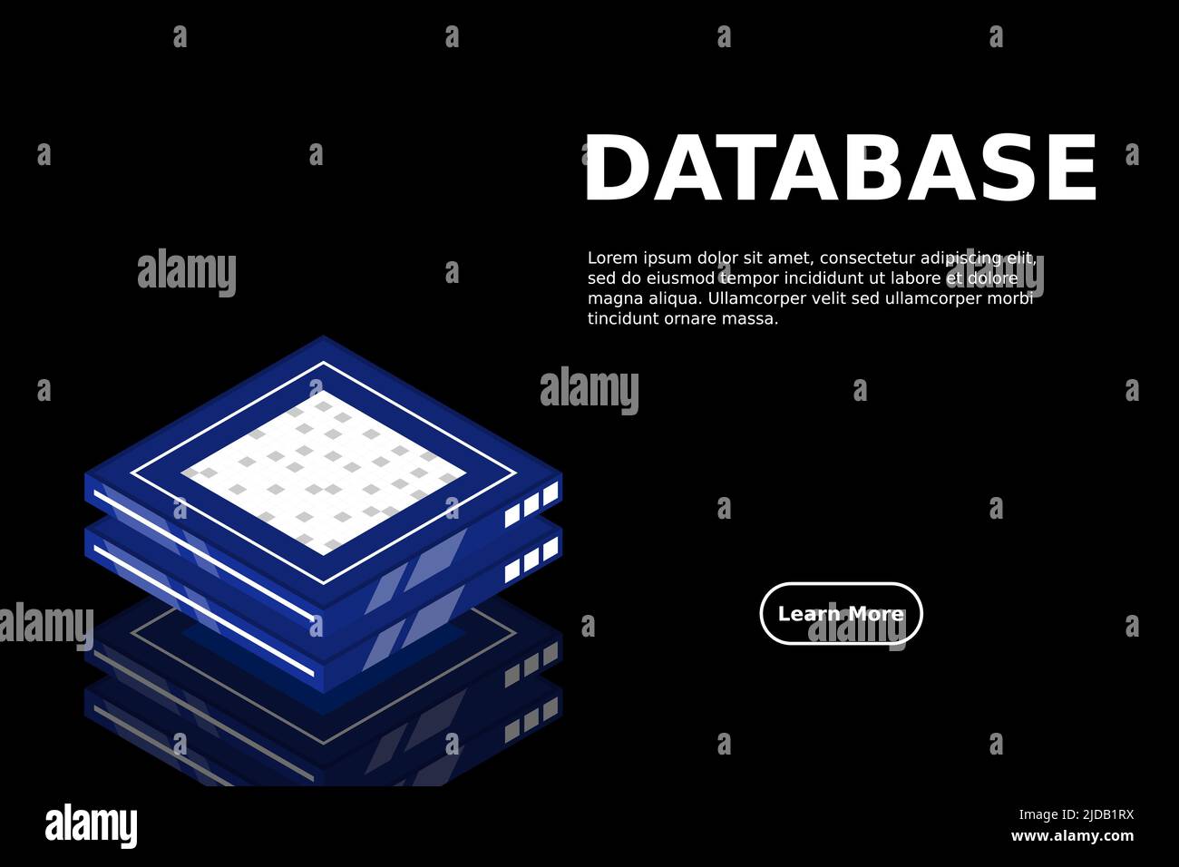 Set of server room icons, data center and database, futuristic data processing, cloud storage isometric vector dark background Stock Vector