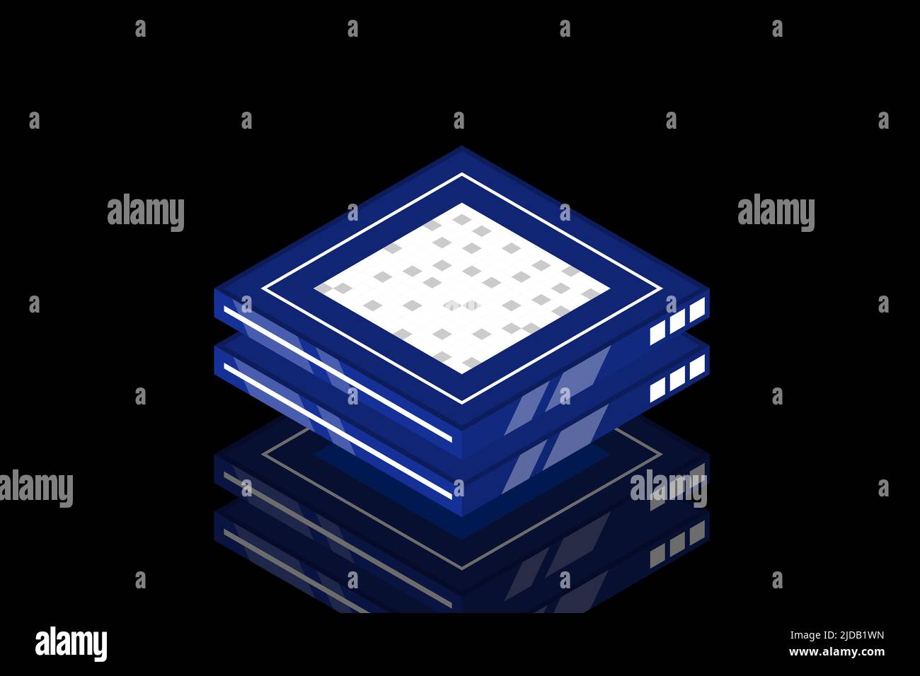 Set of server room icons, data center and database, futuristic data processing, cloud storage isometric vector dark background Stock Vector
