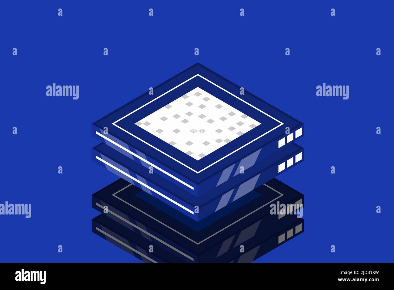 Set of server room icons, data center and database, futuristic data ...