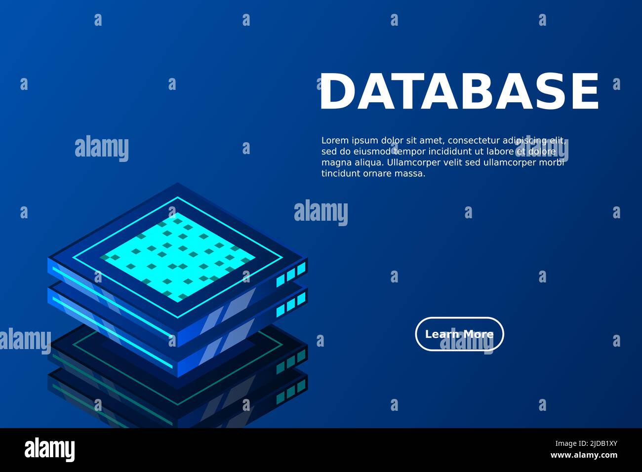 Set of server room icons, data center and database, futuristic data processing, cloud storage isometric vector dark background Stock Vector