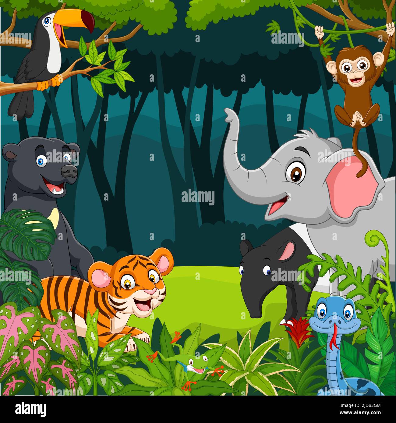 Cartoon wild animals in the jungle Stock Vector Image & Art - Alamy Cartoon wild animals in the jungle Stock Vector Image & Art - Alamy