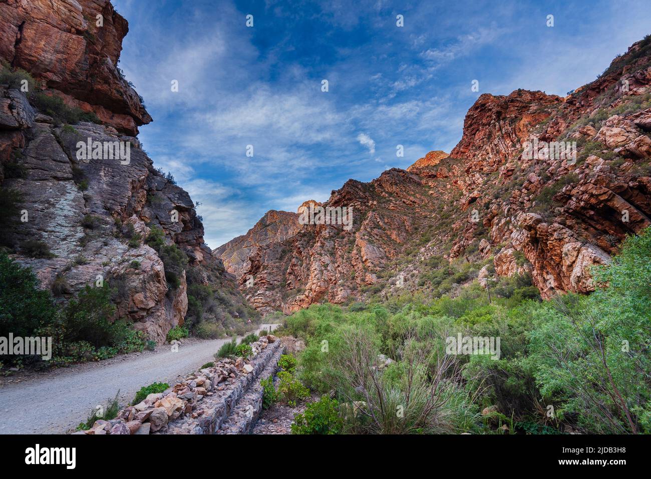Road from Prince Albert into the mountain cliffs along the Swartberg