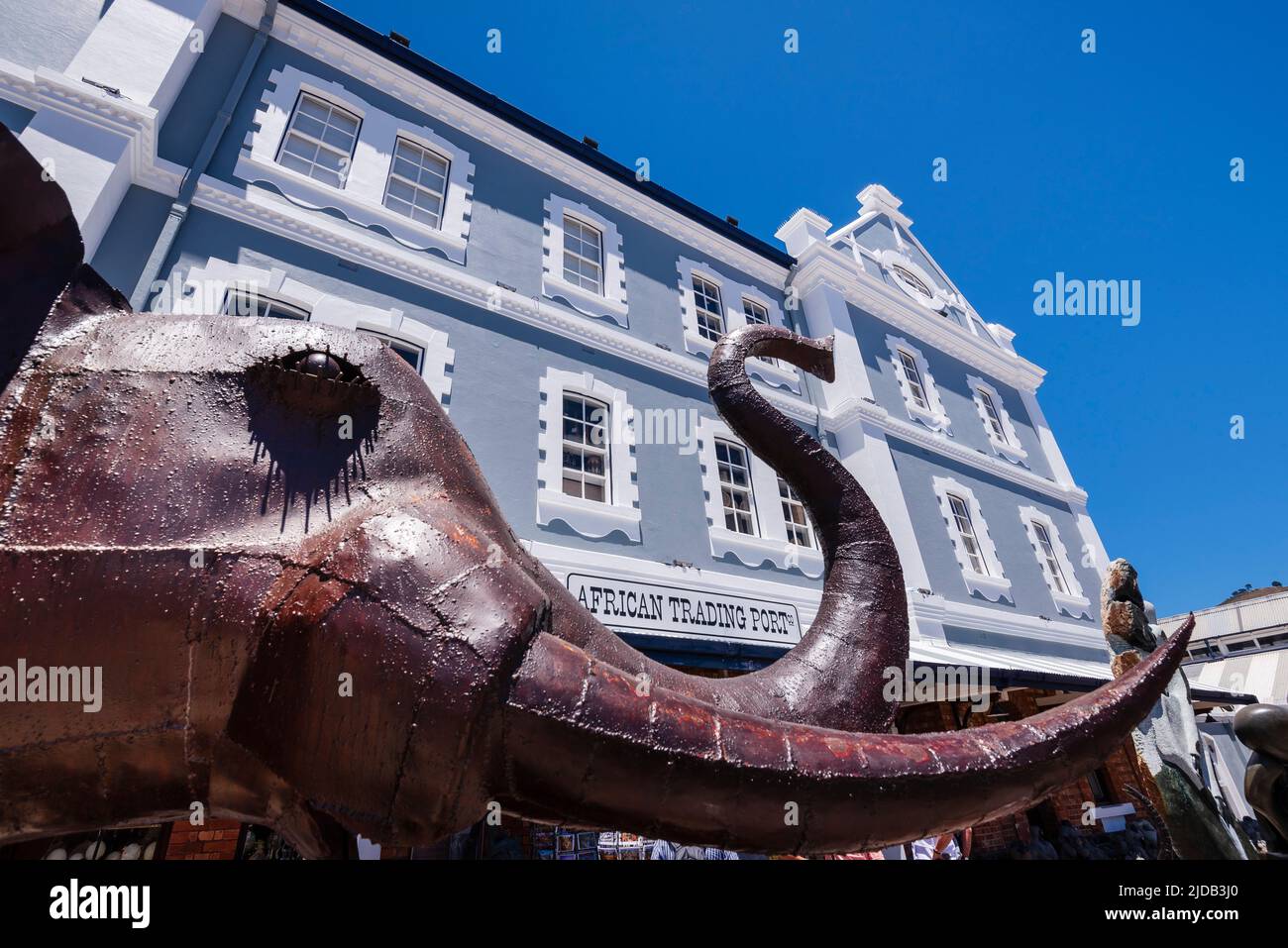 Elephant sculpture of the African Trading Port gallery in front of the