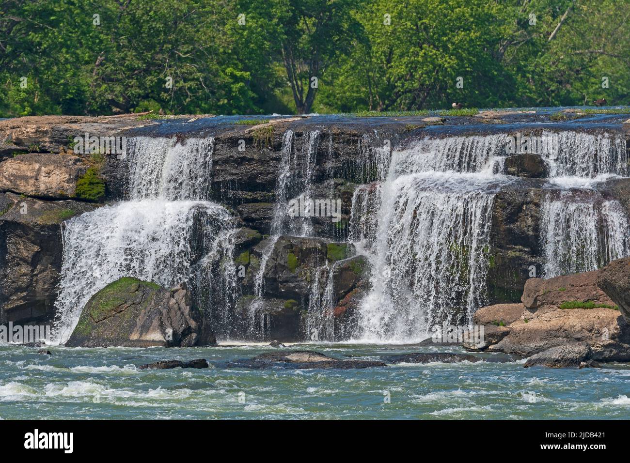 Water Flowing Over the Sandstone at Sandstone Falls on the New River in West Virginia Stock Photo