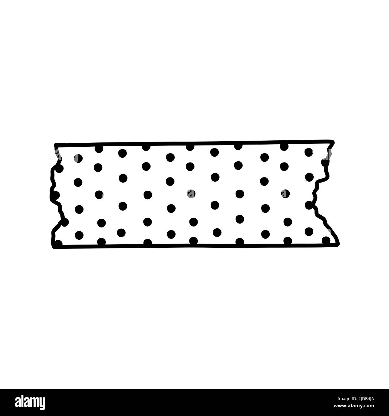 Washi tape strip with cute design isolated on white background. Scotch