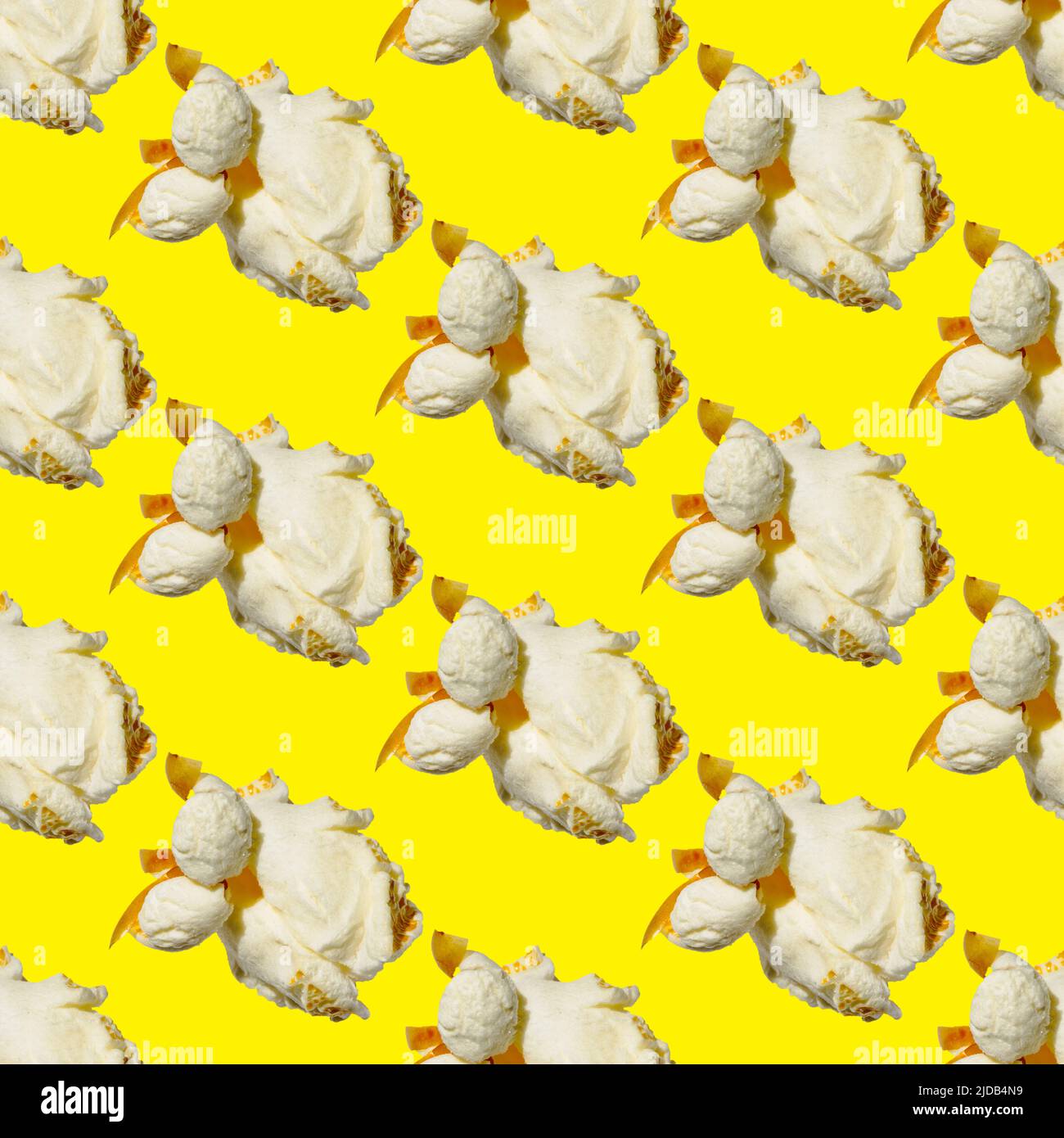 seamless pattern - popcorn. popcorn on a yellow background, pattern Stock Photo