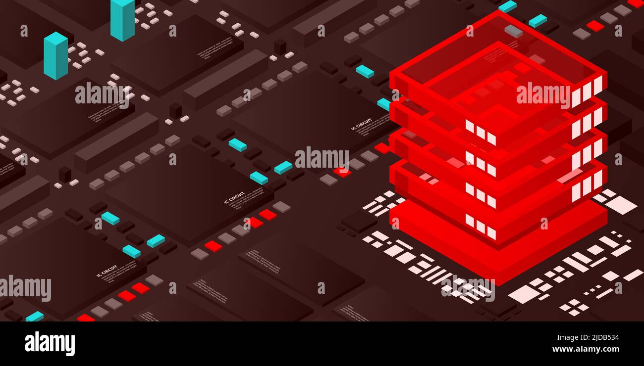 Artificial intelligence micro chip illustration. Quantum computing. PC ...