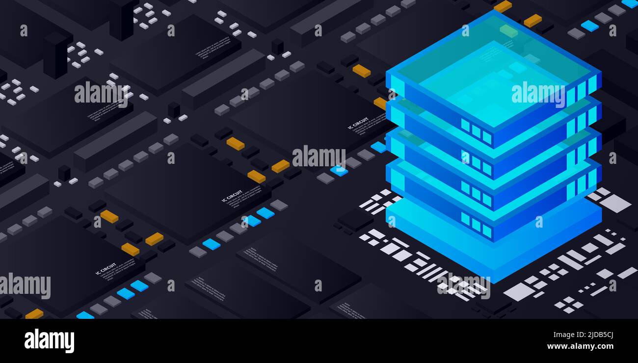 Artificial intelligence micro chip illustration. Quantum computing. PC ...