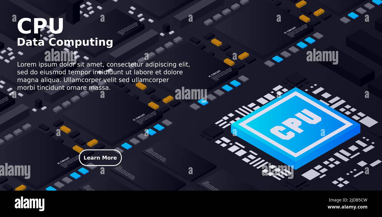 Artificial intelligence micro chip illustration. Quantum computing. PC ...