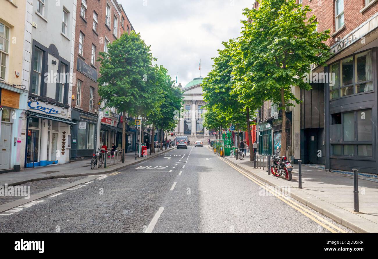 Dublin, Ireland - June 1, 2022: Parliament street going to the Dublin City Hall Stock Photo