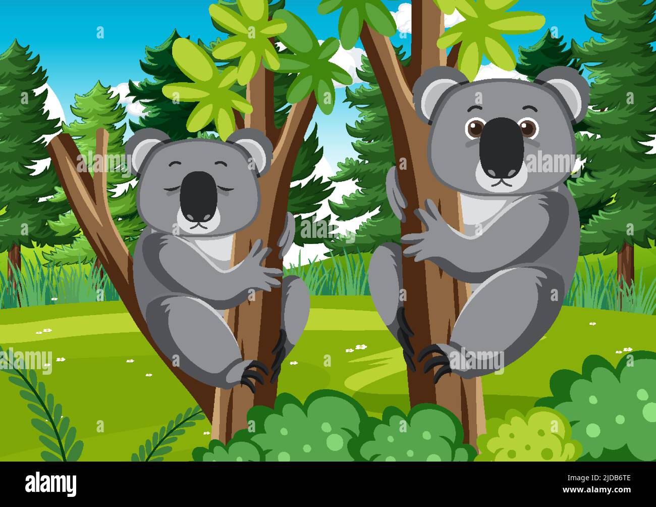 Koalas in the forest background illustration Stock Vector Image & Art ...