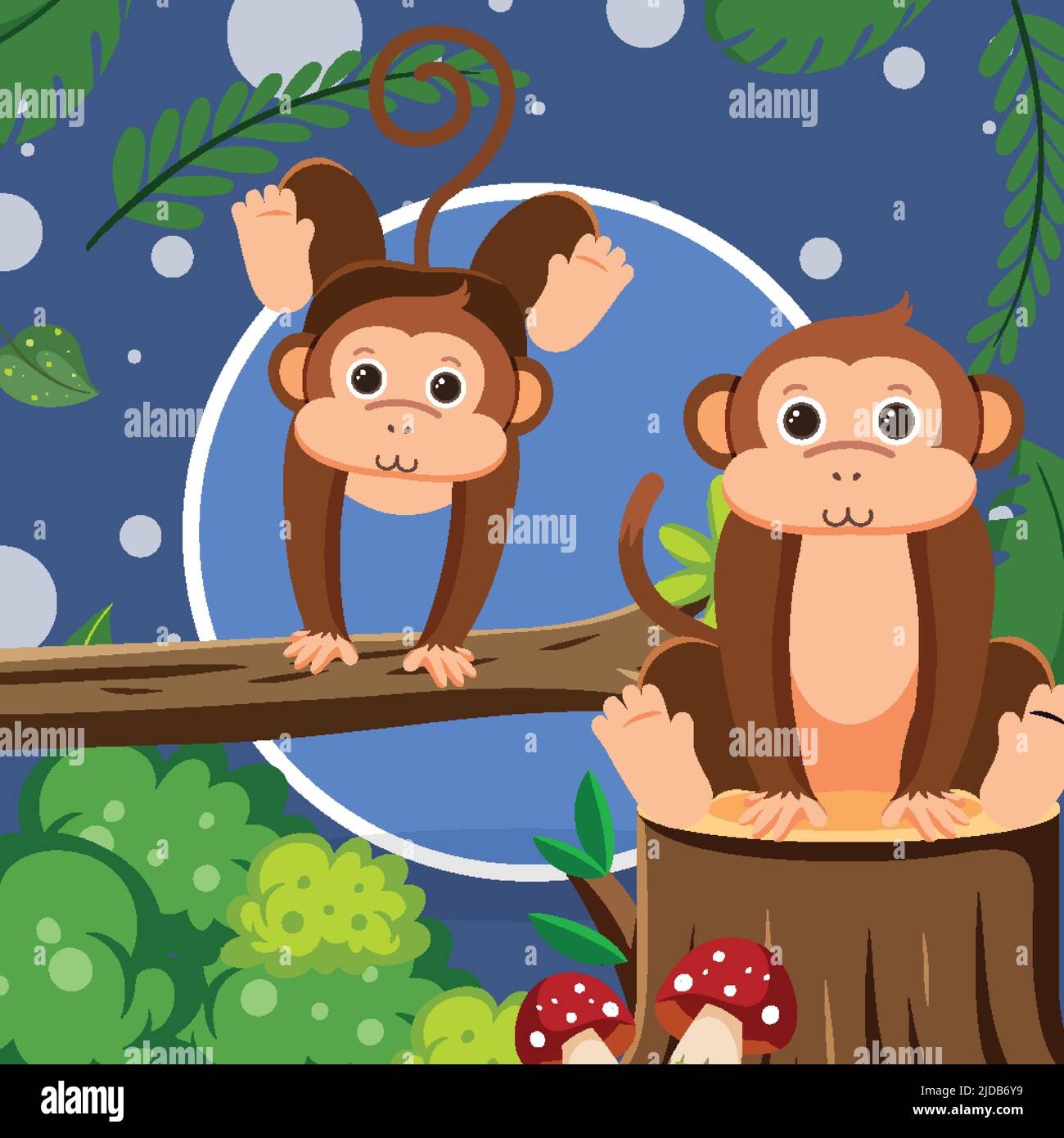Cute monkey in flat cartoon style illustration Stock Vector Image & Art ...