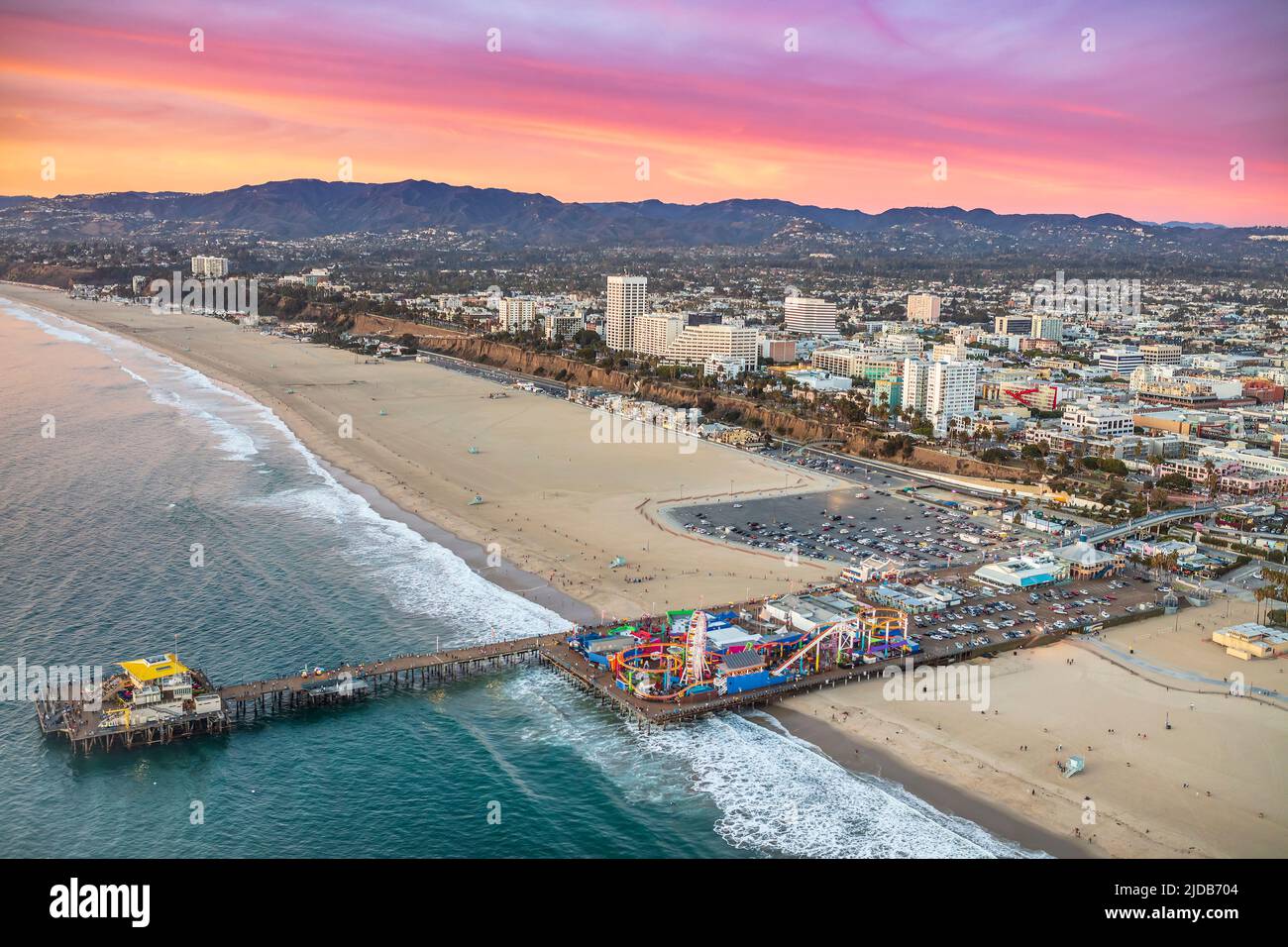 Aerial view of Santa Monica Pier and beach Stock Photo - Alamy