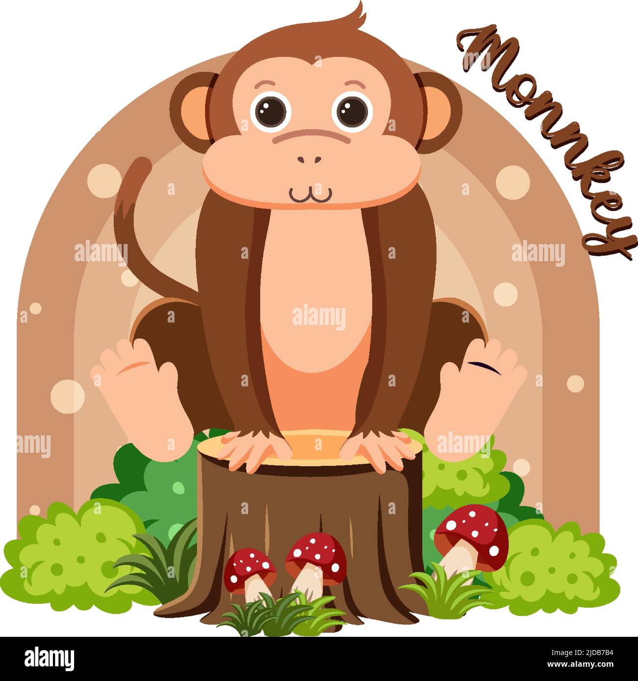 Cute monkey in cartoon flat style illustration Stock Vector Image & Art ...