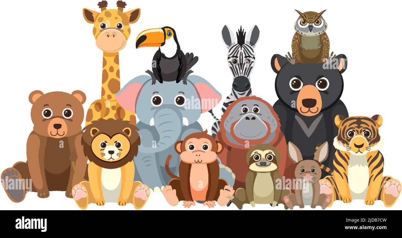 Zoo animals group in flat cartoon style illustration Stock Vector Image & Art - Alamy Zoo animals group in flat cartoon style illustration Stock Vector Image & Art - Alamy