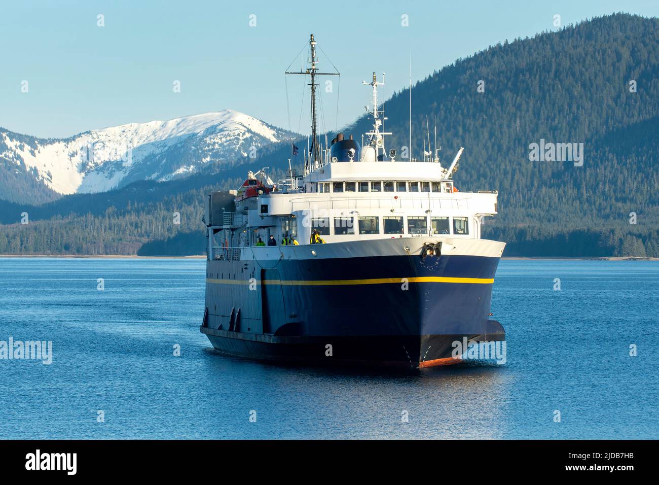 The Alaska Marine Highway ferry LeConte arrives in Tenakee Springs, Alaska. Stock Photo