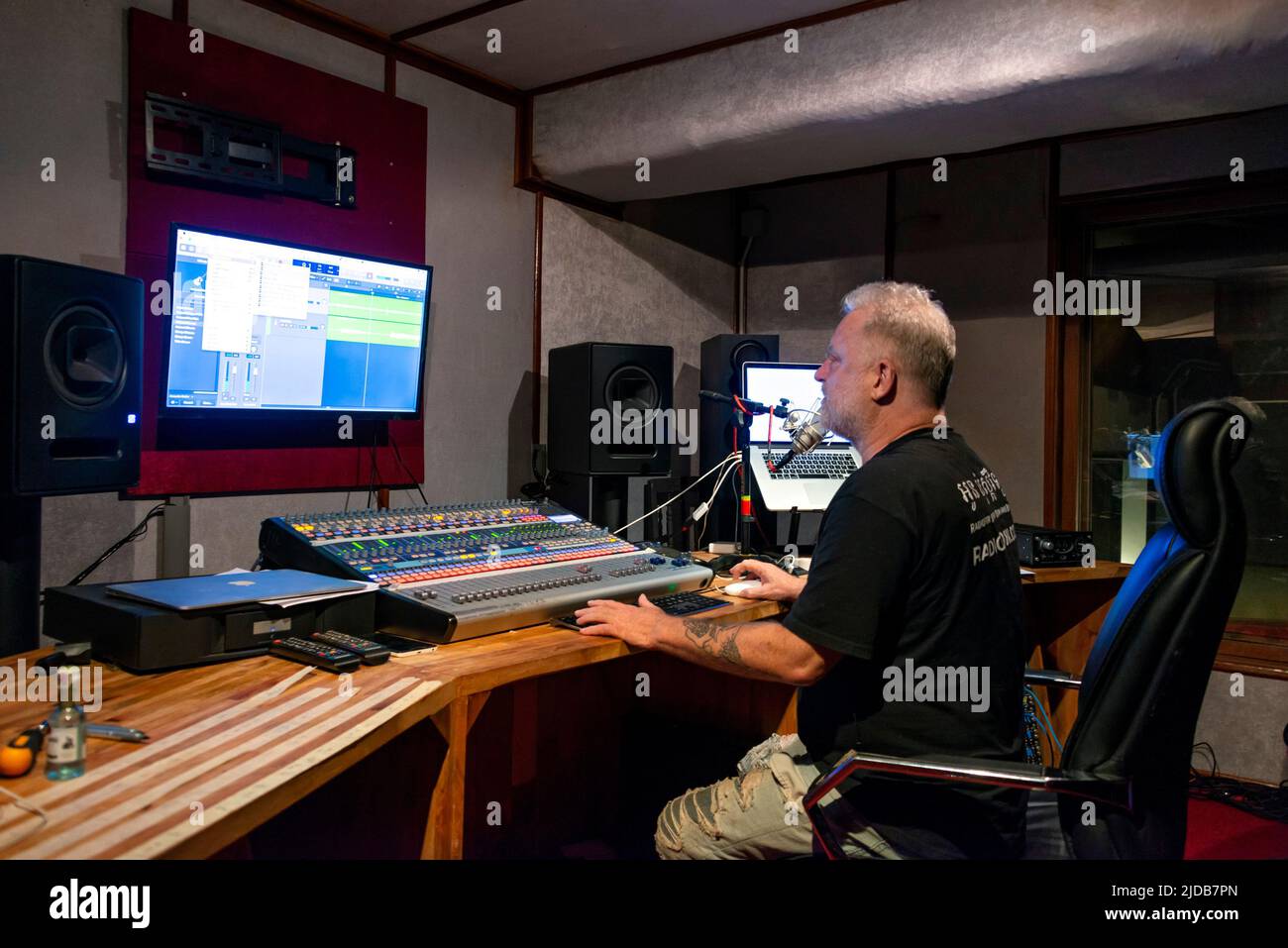 Microphone in a recording studio; Siem Reap, Cambodia Stock Photo