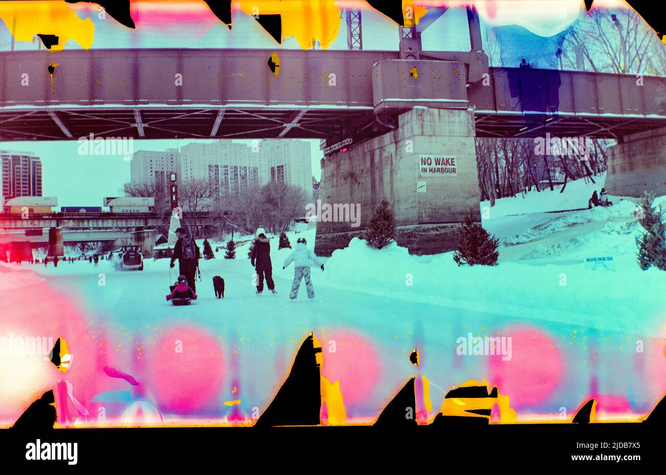 Winnipeg winter scenes, two photos of skaters on Red River c. 1920 Winnipeg winter scenes, two photos of skaters on Red River c. 1920