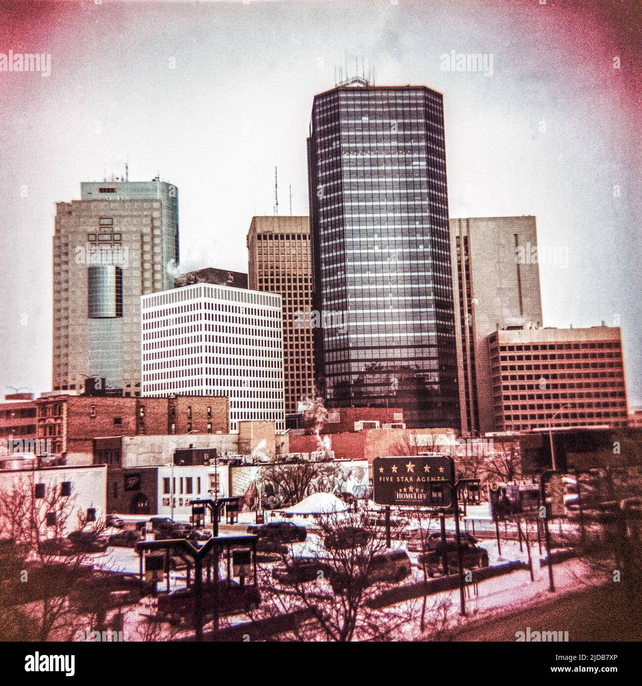 Skyline Of Skyscrapers And High-rises In Downtown Winnipeg; Winnipeg ...