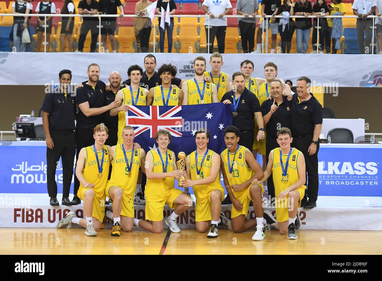 Australia Basketball team seen during the award presentation after the