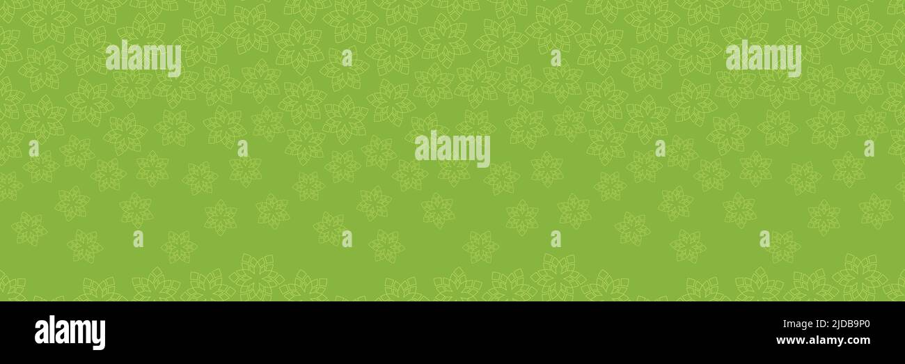 Green abstract falling flowers seamless pattern frame border for fabric borders, backgrounds, packaging projects, wallpapers, scrapbooking Stock Vector