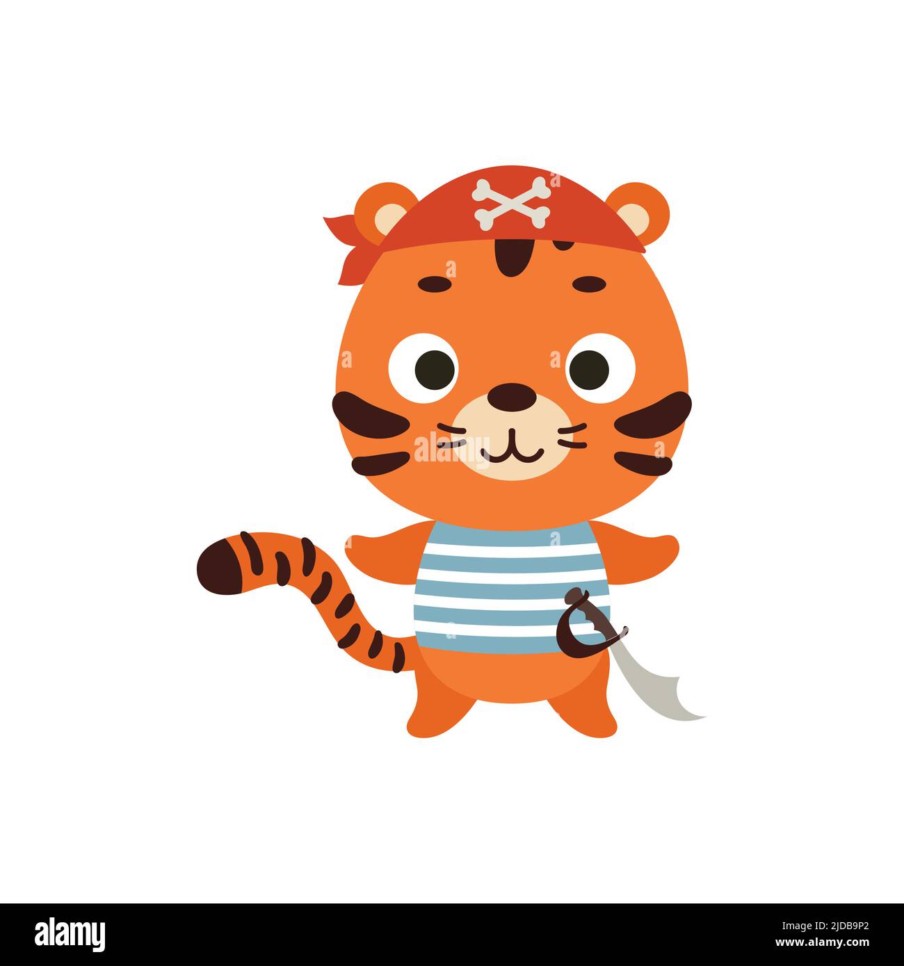 Cute little pirate tiger. Cartoon animal character for kids t-shirts,  nursery decoration, baby shower, greeting card, invitation, house interior.  Vect Stock Vector Image & Art - Alamy