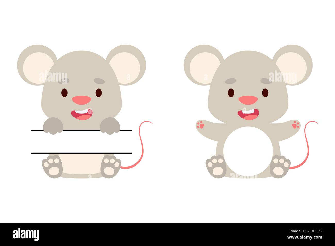 Cute little mouse split monogram. Funny cartoon character for kids t ...