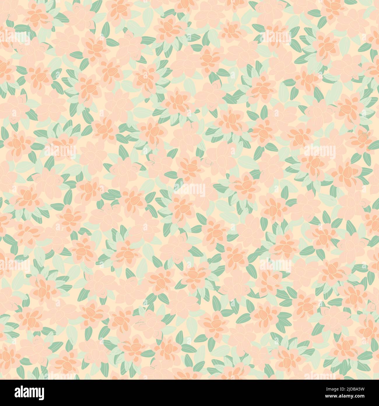 Cute pastel colours vector floral repeat background pattern for allover print, textile,paper, interior and packaging purposes. Surface pattern design Stock Vector