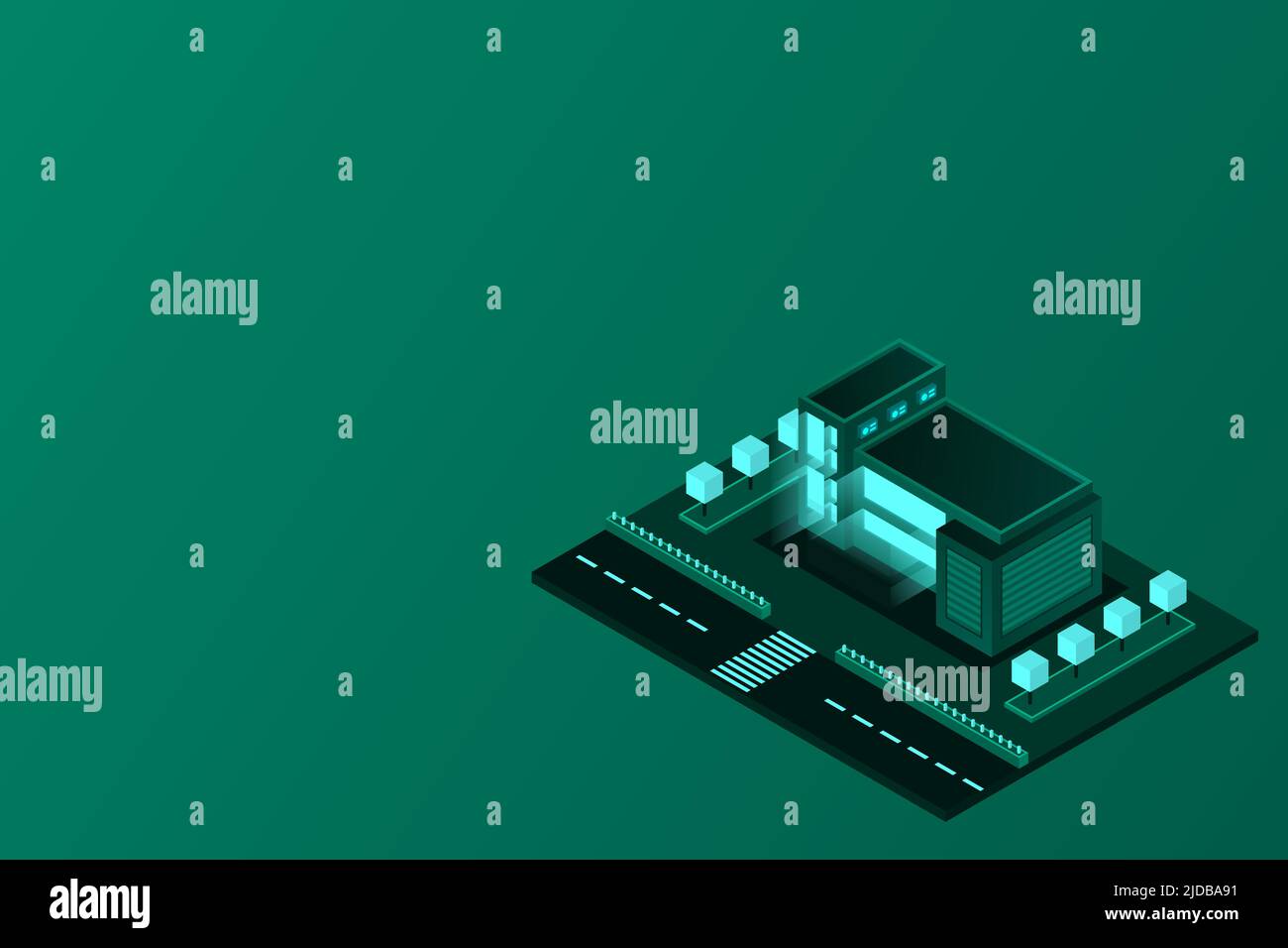 Smart city or intelligent building isometric vector concept. Modern ...