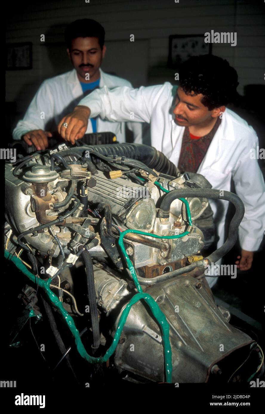 Bahrain Technical College students of mechanical engineering Stock Photo
