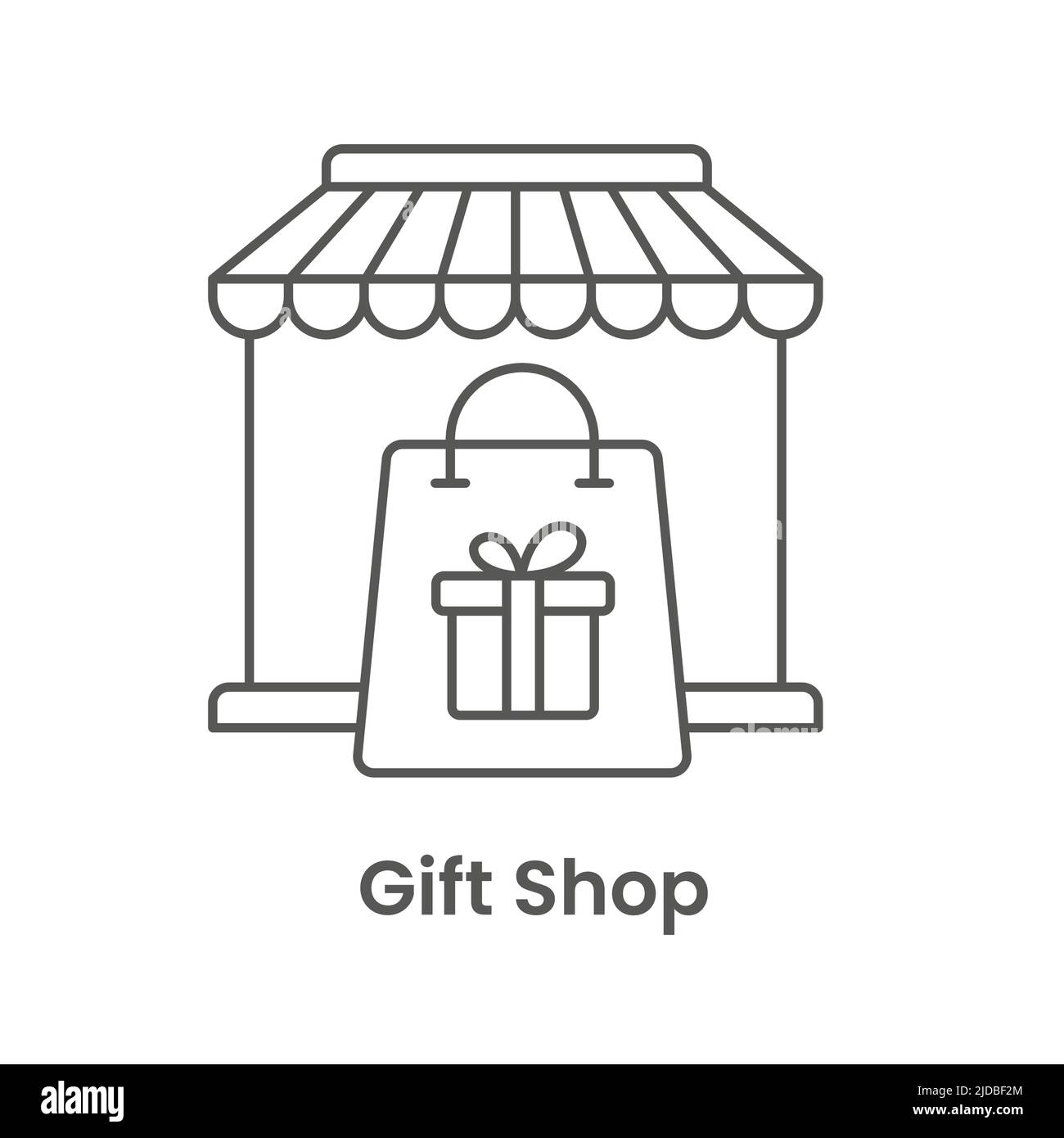 Gift shop outline icon on white background. Editable stroke. Vector