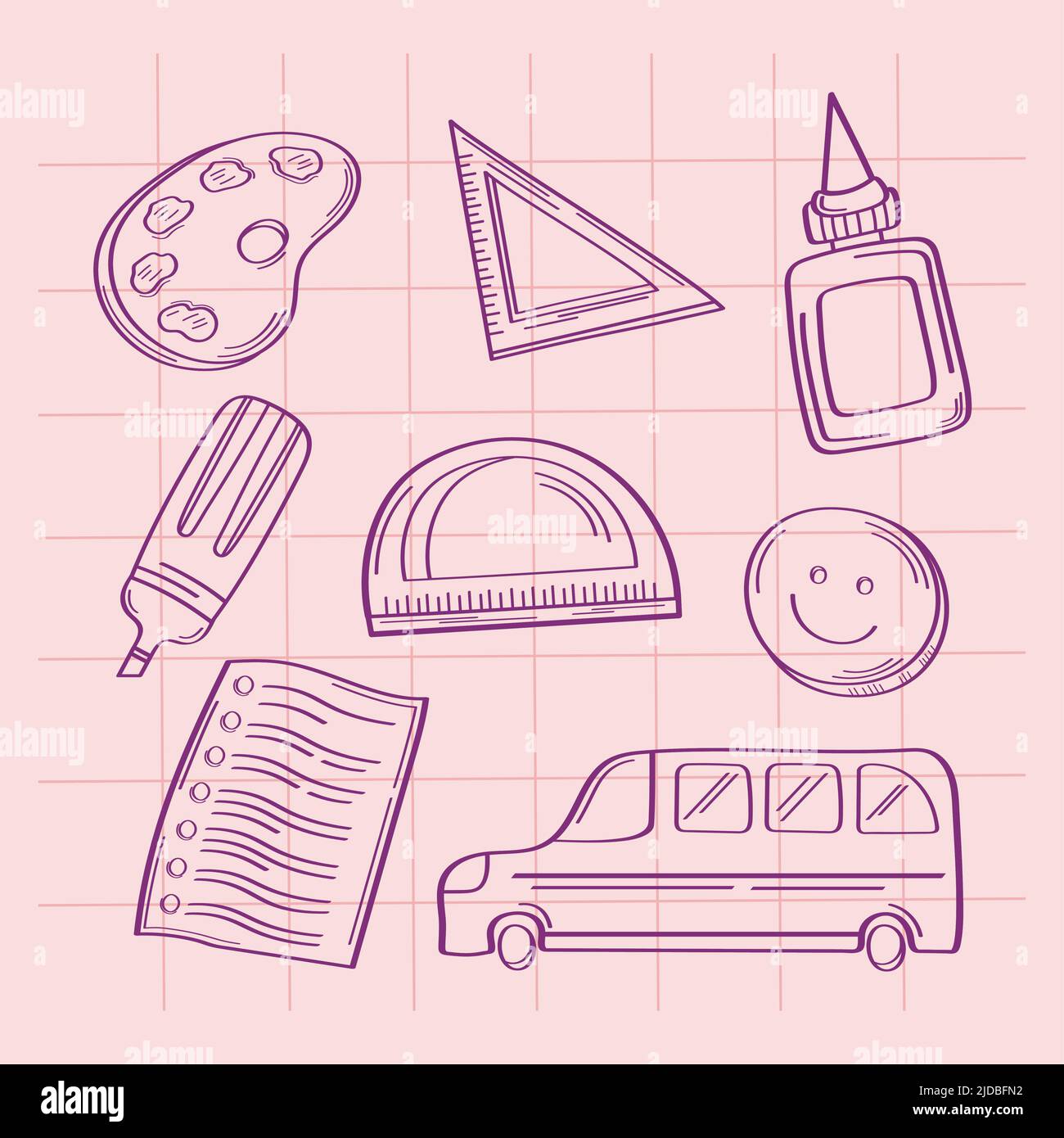 eight school supplies doodle icons Stock Vector Image & Art - Alamy