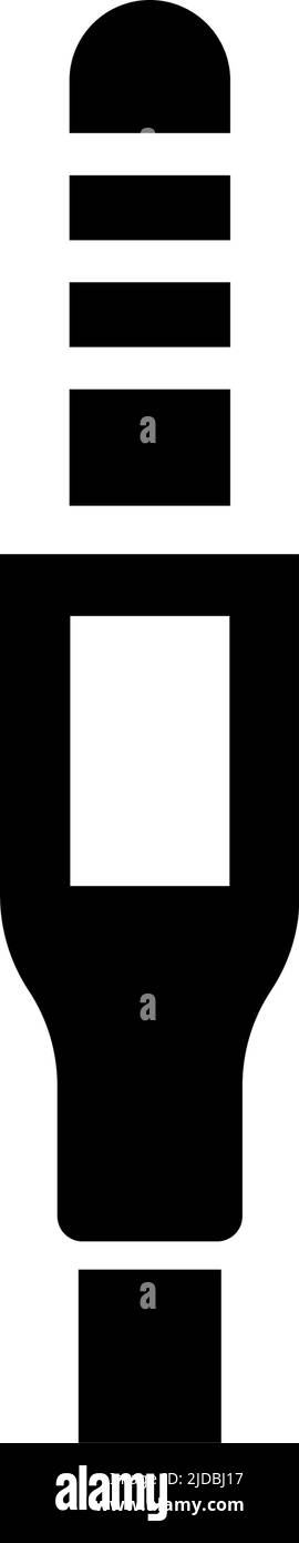 3.5 mm Audio Mini Jack Plug, Phone Connector. Flat Vector Icon illustration. Simple black symbol on white background. 3.5 mm Audio Mini Jack Plug sign Stock Vector