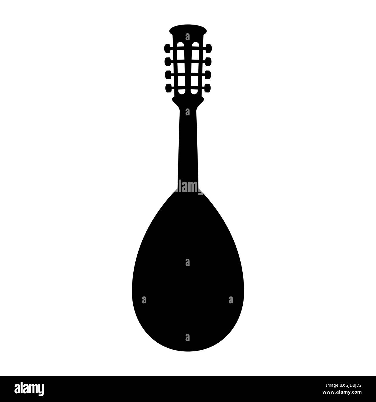 Mandolin icon. Black mandolin symbol isolated. Musical instrument icon